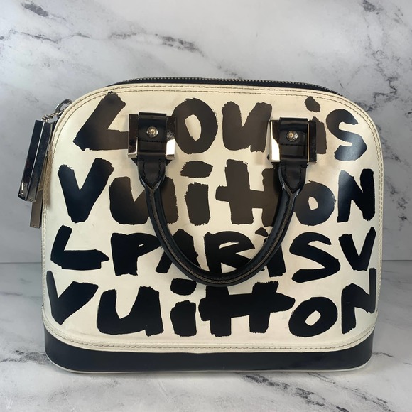 ❌❌ Louis Vuitton Graffiti Alma bag vintage tote Stephen Sprouse black/white - Picture 11 of 16
